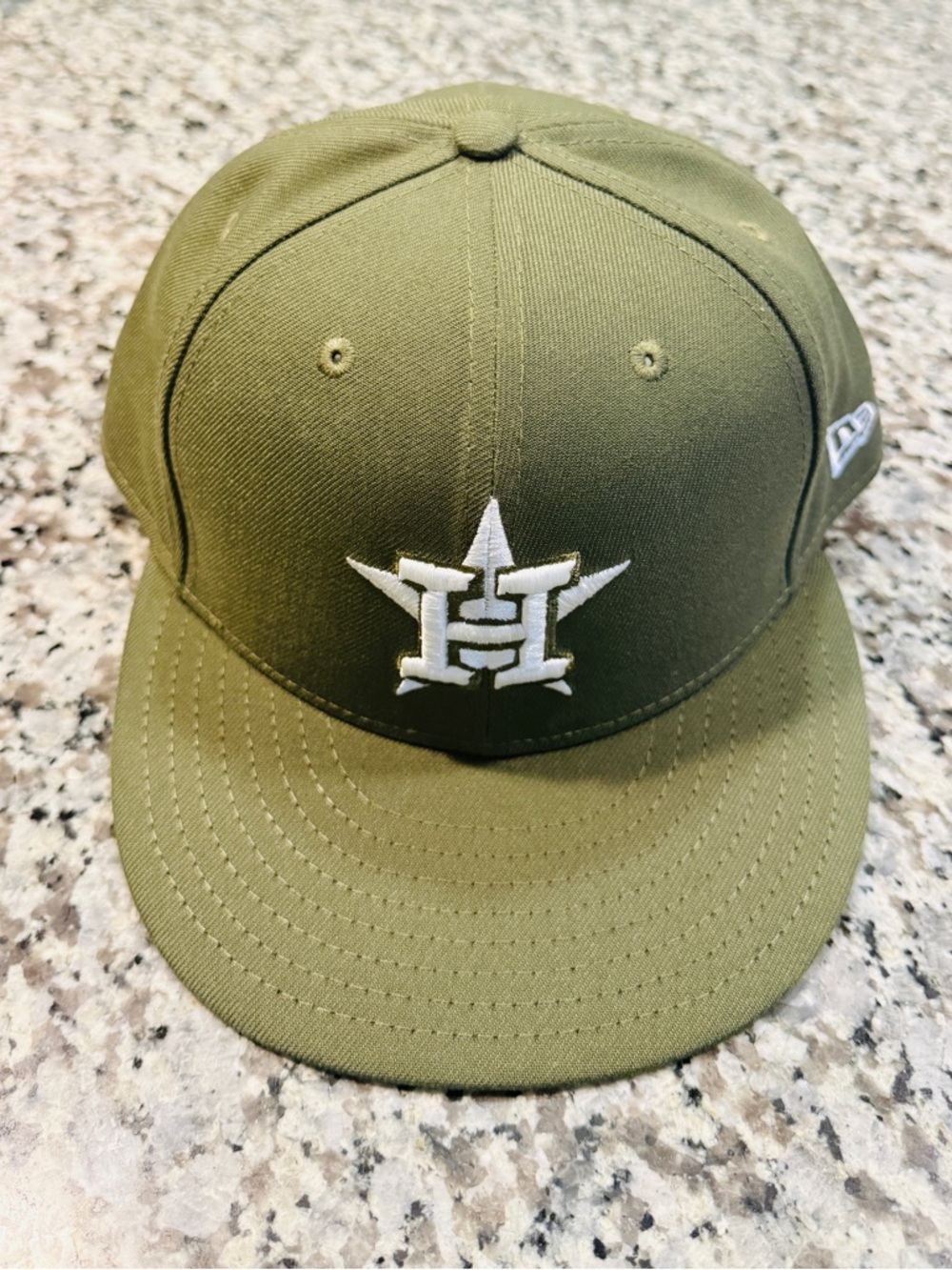 New Era Olive Green Fitted Cap with White Embroidered Logo